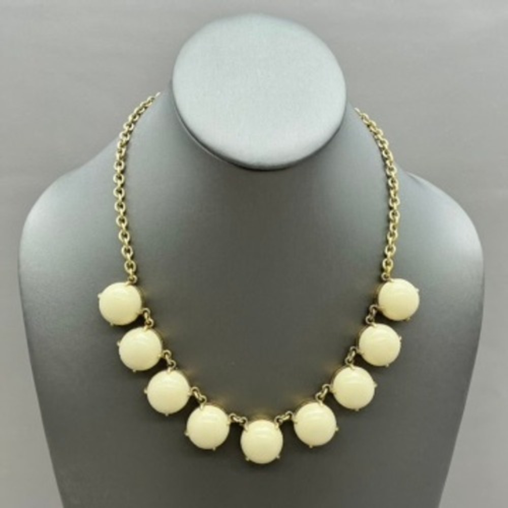 J.Crew Necklace Womens Cream Cabochon Statement Gold Tone Chain 18" Jewelry
